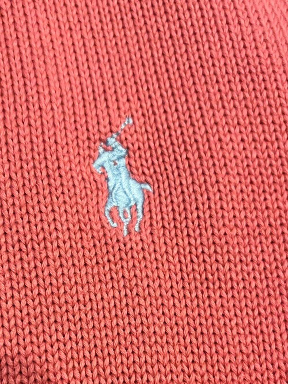 Ralph Lauren Sport Coral/Pink/Salmon Full Zip-Up Knit Cardigan Sweater Sz M - Picture 2 of 5